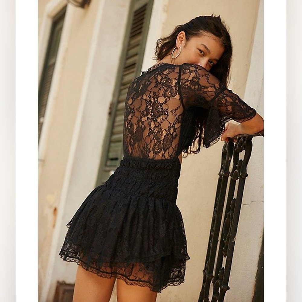 Free People Elegant Black Lace Dress